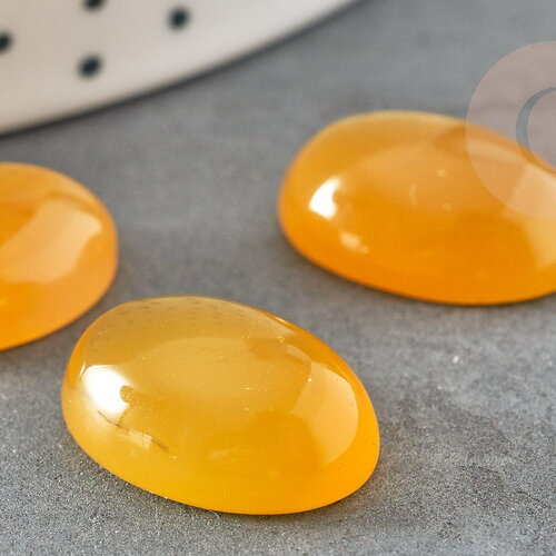 Cabochon ovale jade naturel jaune translucide 18x13mm, x1 (g2683)