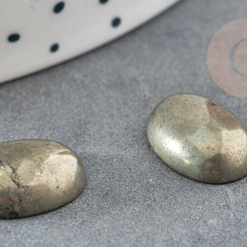 Cabochon ovale pyrite grise naturelle 14 x10mm, x1 (g2224)