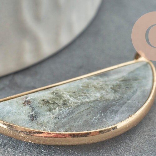 Pendentif demi-lune labradorite naturelle laiton doré 36mm,creation bijou pierre naturelle x1 g0447