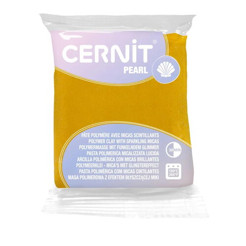 Pâte polymère cernit pearl - jaune nacré x56g (g10429)