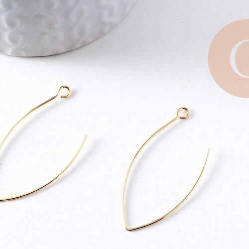 Support de boucles fil doré 16k 48mm, x2 (g4988)