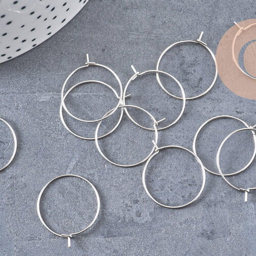 Anneaux créoles acier platine sans nickel 20mm, x20-50-100 (g4226)