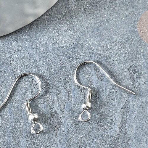 Support boucle crochet acier 304 inoxydable platine finition boule 22mm, x50 (g7900)