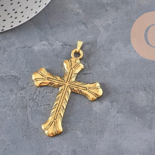 Pendentif grande croix zamac doré 75mm, x1 (g2368)