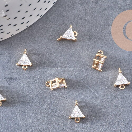 Pendentif connecteur triangle en cristal doré 11x8mm, pendentif en cristal, pendentif en or, cristal coloré, création de bijoux, x1 g5890