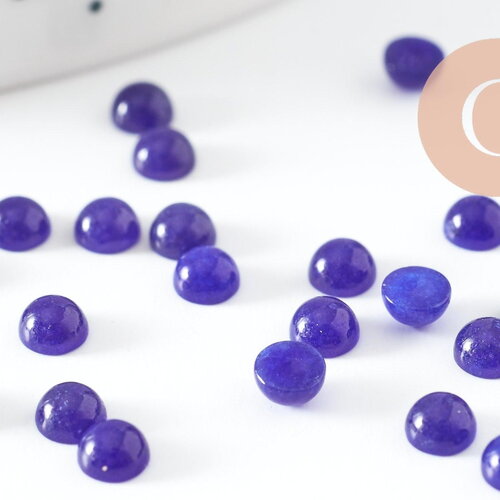 Cabochon rond jade naturel bleu 4mm, x1 (g9966)