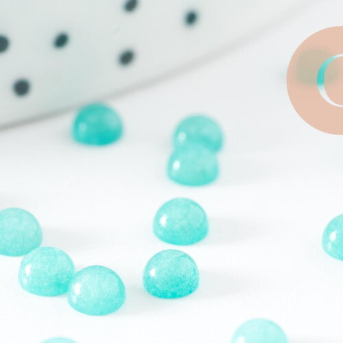 Cabochon rond jade naturel bleu turquoise 4mm, x1 (g9968)