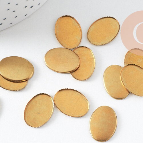Supports de cabochons ovales 13x18mm laiton brut, x20 (3,7gr) (g0495)