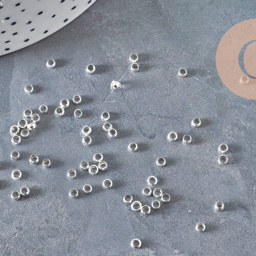 Perles à écraser laiton argenté 3x2mm, x2 grammes (g11269)