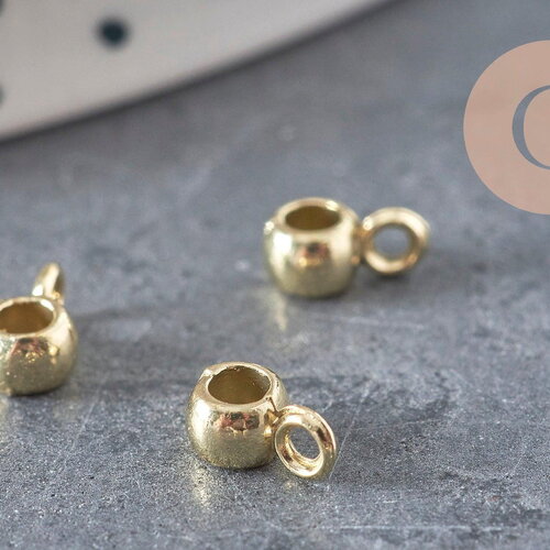 Perle bélière pour pendentif zamac doré 6.5x3mm, x10 (g11254)