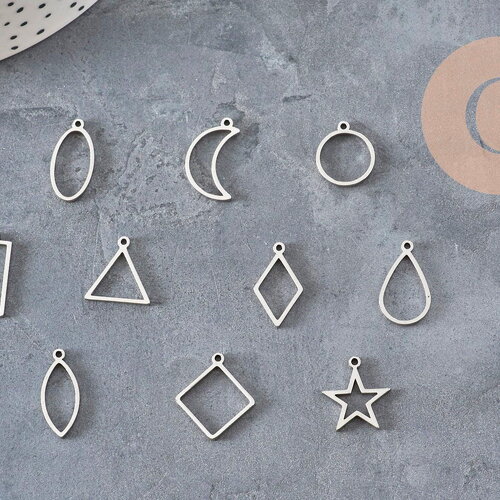 Pendentif acier 201 inoxydable platine sans fond 14-21mm, x1 (g11272)