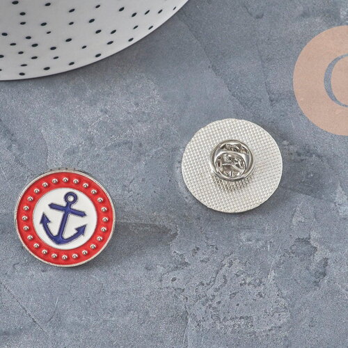 Broche pin's ecusson marin zamac doré 25mm, x1 (g11237)