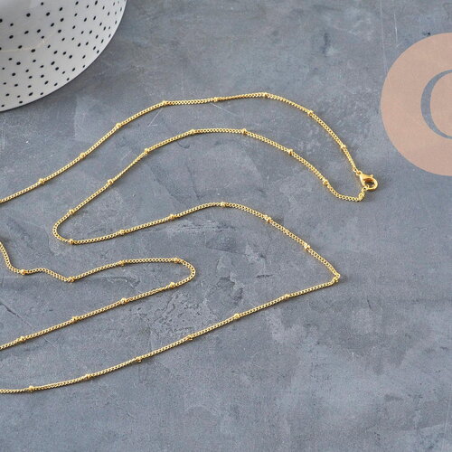 Collier chaine satellite fer &amp; laiton doré 81.5cm, x1 (g11228)