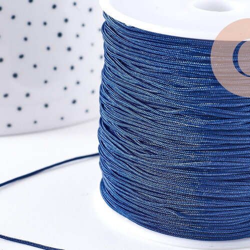 Cordon bleu marine tressé polyester 0.8mm, x1 mètre (g10675)