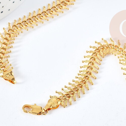 Collier chaine complète fishbone acier inoxydable 304 doré 45cm,création de bijoux xxl en acier inoxydable x1 (g8358)