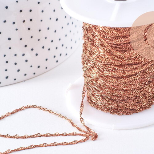 Chaine torsade singapour cuivre brut 4.5mm, x1 metre (g6739)