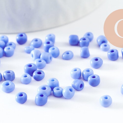 Grosses perles de rocaille bleu tendre 4mm, x10gr (g3817)