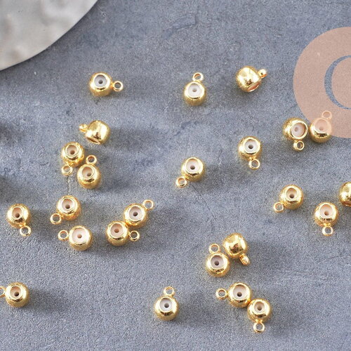 Attache bélière cahoutchouc pour pendentif laiton doré 6x4mm, x5 (g10401)