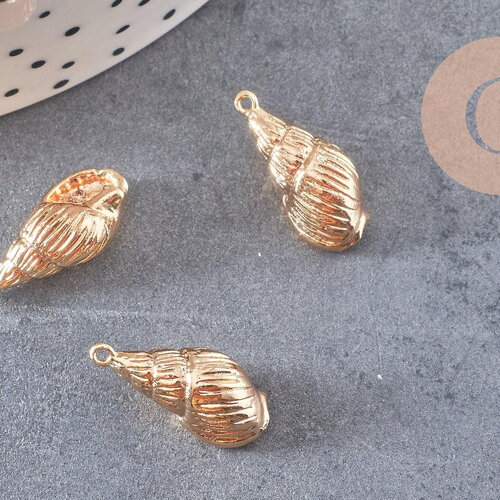 Pendentif coquillage laiton doré 18k 20.5mm, x2 (g6888)