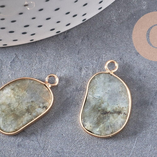 Pendentif ovale labradorite labradorite naturelle 25mm, x1 (g1139)