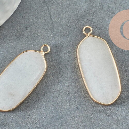 Pendentif hexagone jade naturel blanc 37mm,pendentif pour bijoux pierre,pendentif collier,pendentif jade, jade naturel, x1 g2393