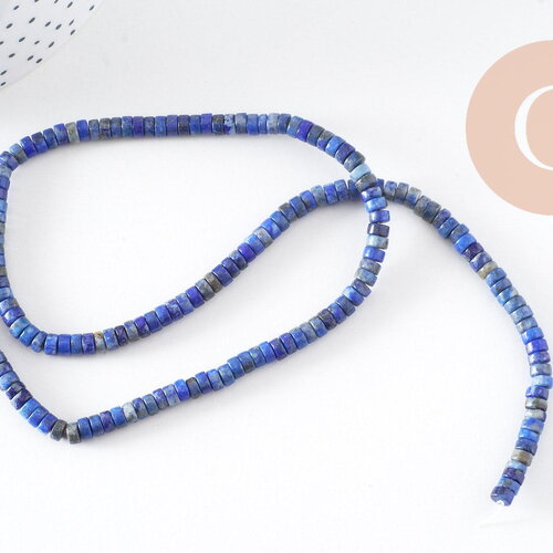 Perles rondelles heishi lapis lazuli naturel 4mm, x1 fil de 40 cm (g2767)