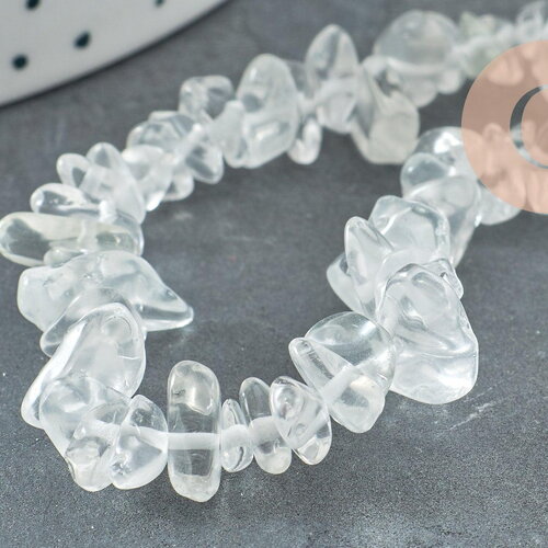 Bracelet élastique chips cristal de roche naturel 50mm, x1 (g5669)