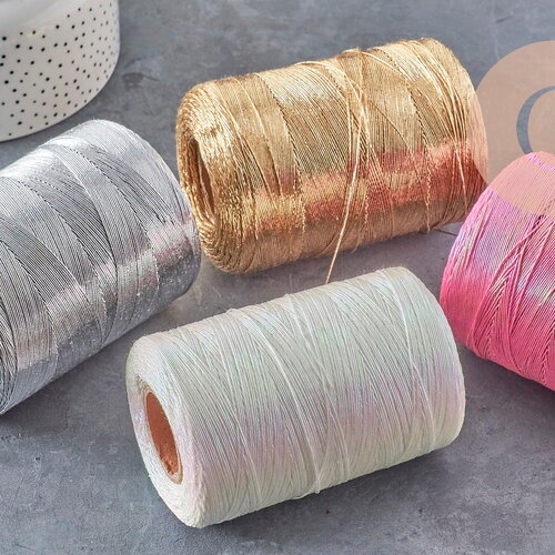 Cordon or argent rose blanc irisé polyester 1mm, x5 mètres (g10954)