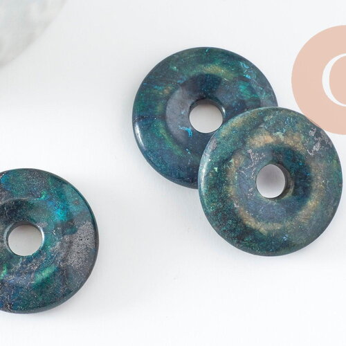 Pendentif donut quartz vert naturel teinté 25mm, x1 (g3984)