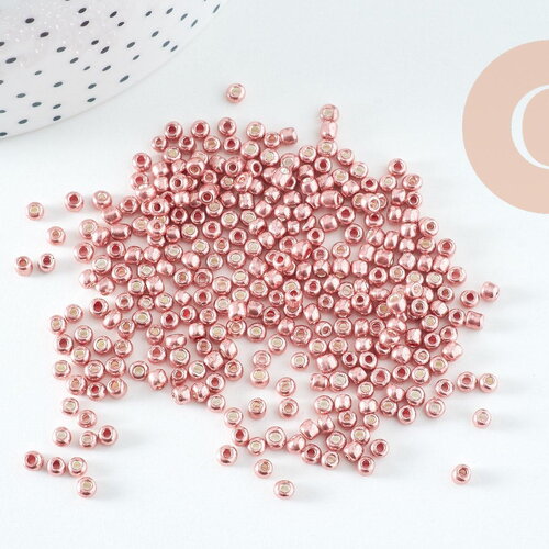 Perles rocaille cuivre métallisé 3mm, x10 gr (g10737)