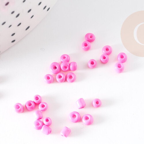 Petite perles de rocaille rose foncé 2.5mm, perles rocaille pour tissage bijoux x 10g (g5375)