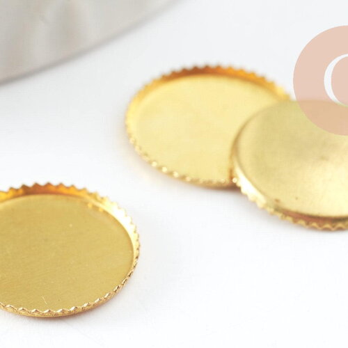 Supports de cabochon rond 12mm laiton brut, x50 (11g) (g1217)