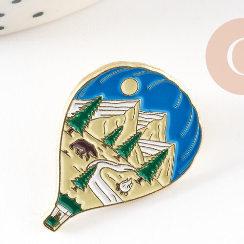 Broche pin's montgolfière dorée 29.5mm, x1 (g9310)