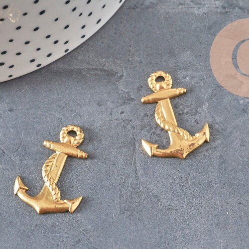 Pendentif ancre laiton brut 28mm, x1 (g10168)