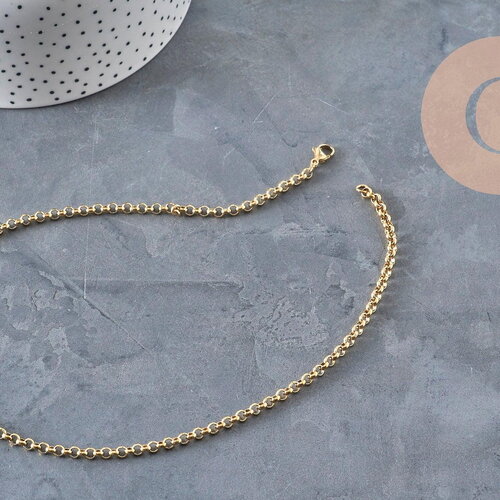 Collier chaine rolo acier 304 inoxydable doré pvd 4mm/45cm, x1 (g11220)