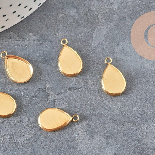 Pendentif goutte support cabochon acier 304 inoxydable doré ip 14x9mm, x1 (g11218)