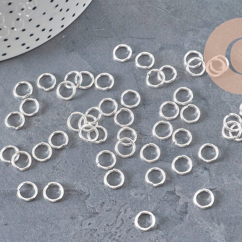 Anneaux de jonction ronds acier inoxydable argent 8mm-1.2mm, x50 (g11216)