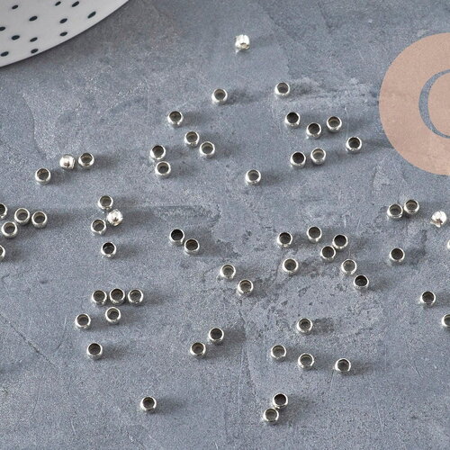 Perles à écraser laiton platine 3x2mm, x2 grammes (g11207)