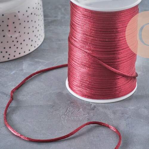 Cordon queue de rat polyester bordeau 2mm, x5 mètres (g11224)
