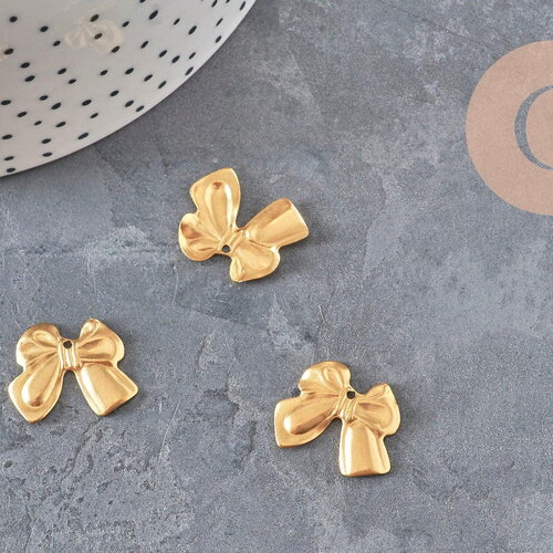 Pendentif noeud papillon laiton brut 17mm, x1 (g10167)