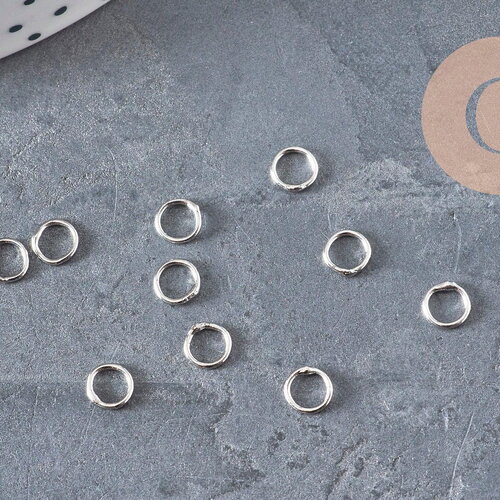 Anneaux de jonction ronds fermés laiton platine 5mm-0.7mm, x10 (g11213)