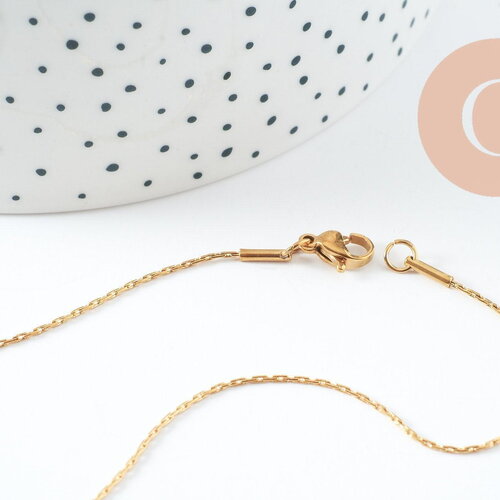 Collier chaine complète serpent acier inoxydable 304 dorée 1mm-45cm, x1 (g10113)