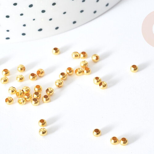 Perles intercalaires rondes lisses laiton doré 3mm, x5gr (g8148)