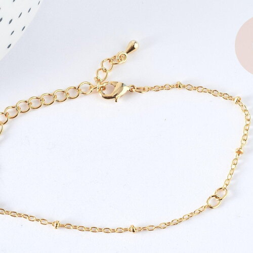 Base de bracelet chaine dorée satellite 16k 2.5microns 17.7cm, x1 (g8182)