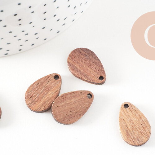Perle goutte bois, bois naturel, perle géométrique,perle goutte,création bijoux bois,21mm, x5 g2546