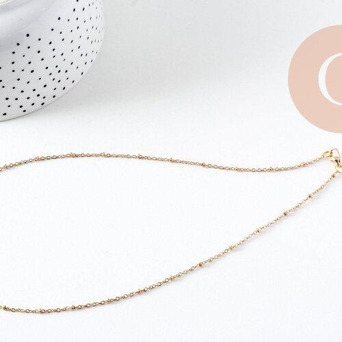 Collier chaine fine dorée satellite 16k,chaine plaquée or 1 micron, chaine collier chaine complète,chaine dorée,1.5 mm, 40cm, x1 g0633