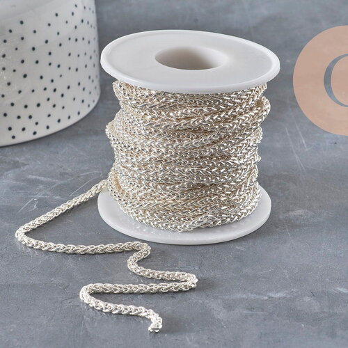 Chaine maille corde acier 304 inoxydable argenté 4.5mm, x1 mètre (g11196)