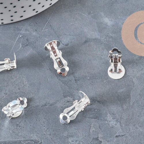 Supports boucles d'oreilles à clip acier 304 inoxydable argenté 16mm, x10 (g11175)