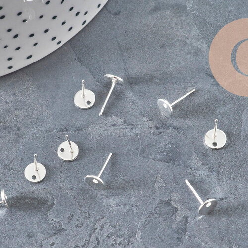 Clous-puces oreille rond acier 304 inoxydable argenté 925 texturé 12mm, la paire (g11189)