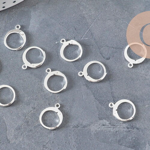 Supports boucles dormeuses acier inoxydable 304 argenté 14.5mm, x10 (g11185)